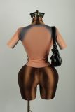 Women's Summer See-Through Printed Seamless Long Sleeve Top