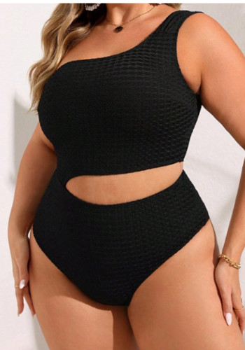 Plus Size Women's One-Shoulder Cutout One-Piece Bikini Swimsuit