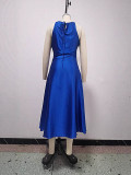 Summer Women's Fashion V-Neck Sleeveless Strap Slim Waist Dress