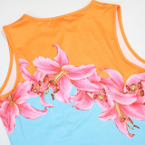 Women's Fashion Printed Sleeveless Bodycon Dress
