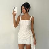 Summer Holiday Women's White Lace Strap Bodycon Mini Dress