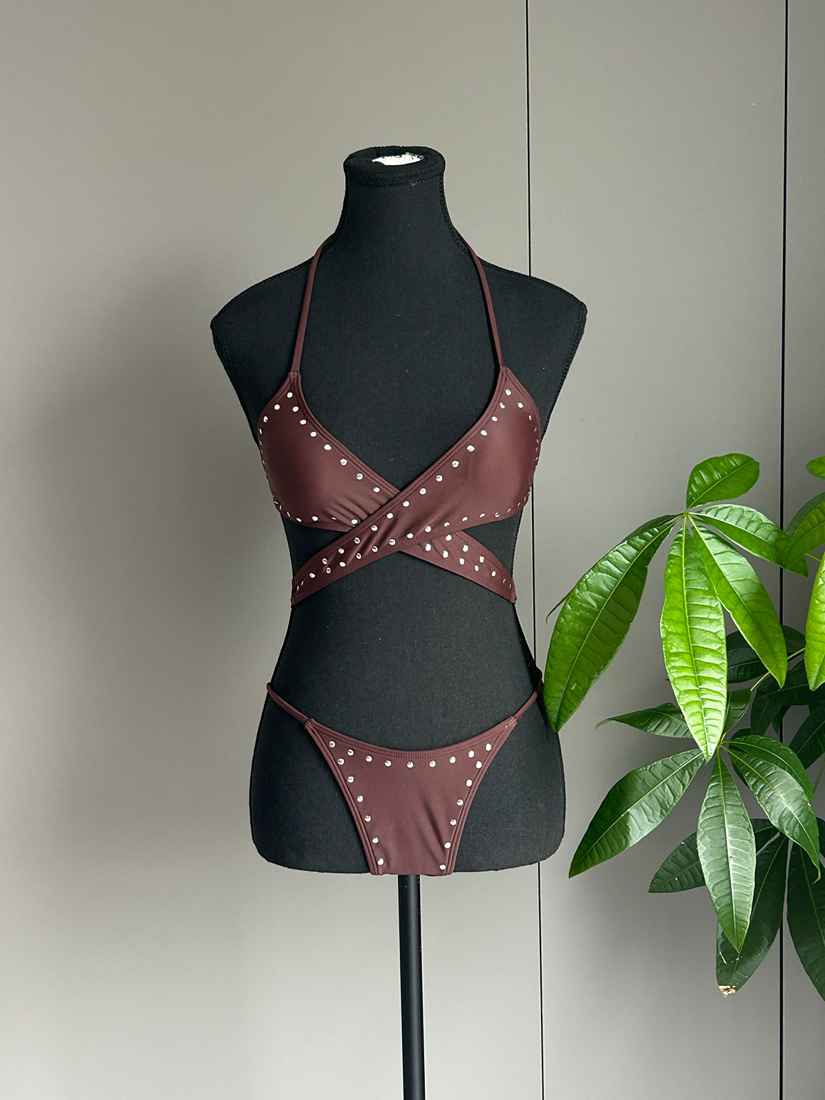 Lace-Up Two-Piece Bikini Swimsuit for Beachwear