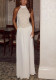 Women's Fashion Lace Patchwork Halter Neck Chiffon Slim Waist Maxi Dress
