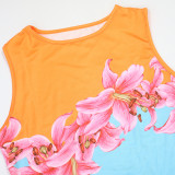 Women's Fashion Printed Sleeveless Bodycon Dress