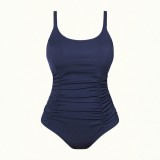 Plus Size Women's Ribbed One-Piece Tight-Fitting Swimsuit