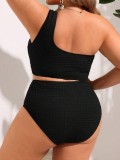 Plus Size Women's One-Shoulder Cutout One-Piece Bikini Swimsuit