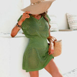Women's Hollow Crochet Knitted Beach Cover-Up Dress