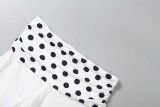 Summer Women's Polka Dot Crop Halter Tank and Slim Pants Set