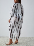 Plus Size Women's Strapless Bikini Three-Piece Set with Long Sleeve Cover-Up