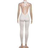 Spring Women's Halter Neck Low Back Tight-Fitting Jumpsuit