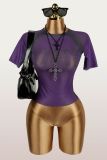 Women's Summer See-Through Printed Seamless Long Sleeve Top