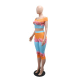Women's Fashion Printed Off-Shoulder High-Waist Top and Pants Set