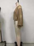 Women's Seashell Pattern Fringe Bell Sleeve Beach Cover-Up