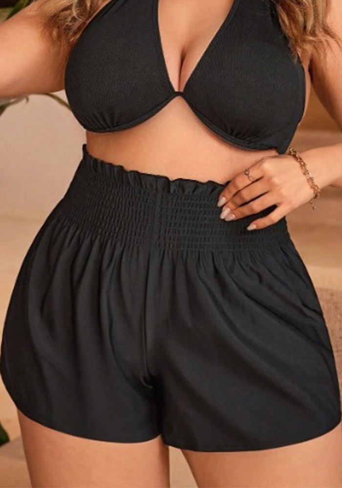 Solid High-Waist Square Leg Swim Bottoms