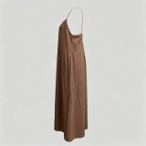 Women's Casual Cotton Low Back Loose Strap Dress