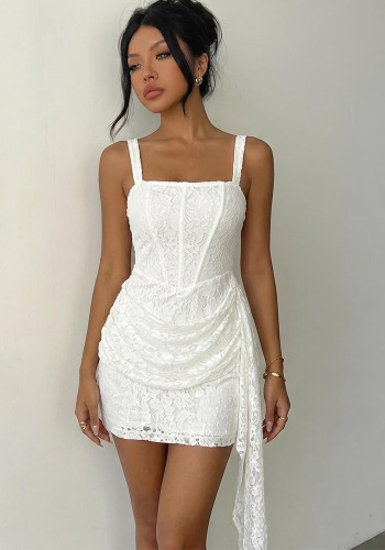 Summer Holiday Women's White Lace Strap Bodycon Mini Dress
