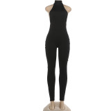 Spring Women's Halter Neck Low Back Tight-Fitting Jumpsuit