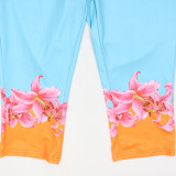 Women's Fashion Printed Off-Shoulder High-Waist Top and Pants Set