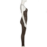 Summer Women's Flocked Strap Bodycon Tight-Fitting Jumpsuit