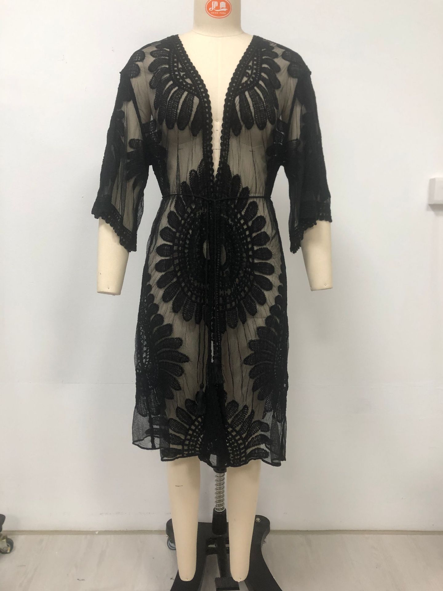 Lace Embroidered Cardigan Cover-Up for Beachwear