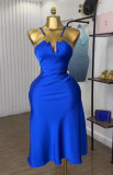 Summer Women's Fashion V-Neck Sleeveless Strap Slim Waist Dress