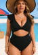 Plus Size Women's Ruffle Edge Waist Cutout One-Piece Swimsuit