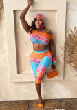 Women's Fashion Printed Off-Shoulder High-Waist Top and Pants Set