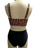 Women's High-Waist Patchwork Two-Piece Bikini Swimsuit