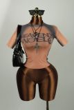Women's Summer See-Through Printed Seamless Long Sleeve Top