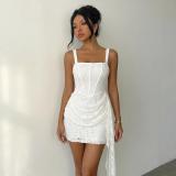 Summer Holiday Women's White Lace Strap Bodycon Mini Dress