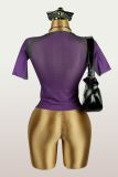 Women's Summer See-Through Printed Seamless Long Sleeve Top