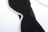 Women's Pearl Embellished Bandeau Top and Low-Waist Bodycon Maxi Skirt Set