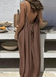 Women's Casual Cotton Low Back Loose Strap Dress