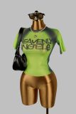 Women's Summer See-Through Printed Seamless Long Sleeve Top