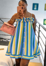 Summer Holiday Women's Striped Strap Loose Fashion Dress Summer Holiday Women's Striped Strap Loose Fashion Dress
