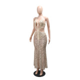 Women's V-Neck Sleeveless Lace-Up Sexy Bodycon Party Evening Dress