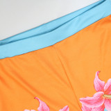 Women's Fashion Printed Off-Shoulder High-Waist Top and Pants Set