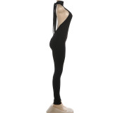 Spring Women's Halter Neck Low Back Tight-Fitting Jumpsuit