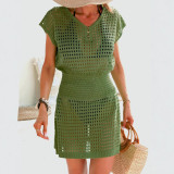 Women's Hollow Crochet Knitted Beach Cover-Up Dress