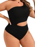Plus Size Women's One-Shoulder Cutout One-Piece Bikini Swimsuit