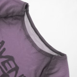 Women's Summer See-Through Printed Seamless Long Sleeve Top