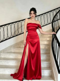 Summer Women's Red Strap Train Bodycon Formal Party Gown