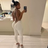 Spring Women's Halter Neck Low Back Tight-Fitting Jumpsuit