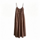 Women's Casual Cotton Low Back Loose Strap Dress
