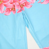 Women's Fashion Printed Off-Shoulder High-Waist Top and Pants Set