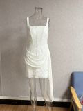 Summer Holiday Women's White Lace Strap Bodycon Mini Dress