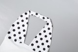 Summer Women's Polka Dot Crop Halter Tank and Slim Pants Set