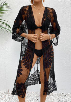 Women's Lace Embroidered Cardigan Beach Cover-Up Women's Lace Embroidered Cardigan Beach Cover-Up