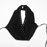 Summer Women's Halter Cowl Neck Tie-Up Top and Bodycon Skirt Two-Piece Set