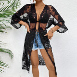 Women's Lace Embroidered Cardigan Beach Cover-Up